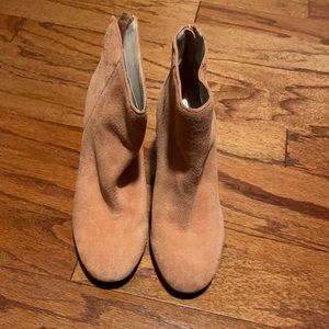 Soft pink suede booties